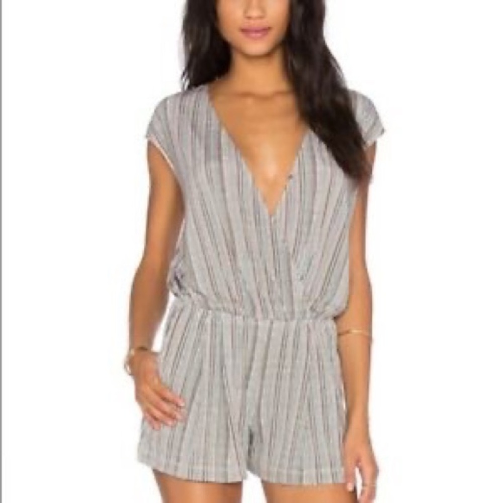 BCBGeneration Striped Multicolor Short Sleeve Romper